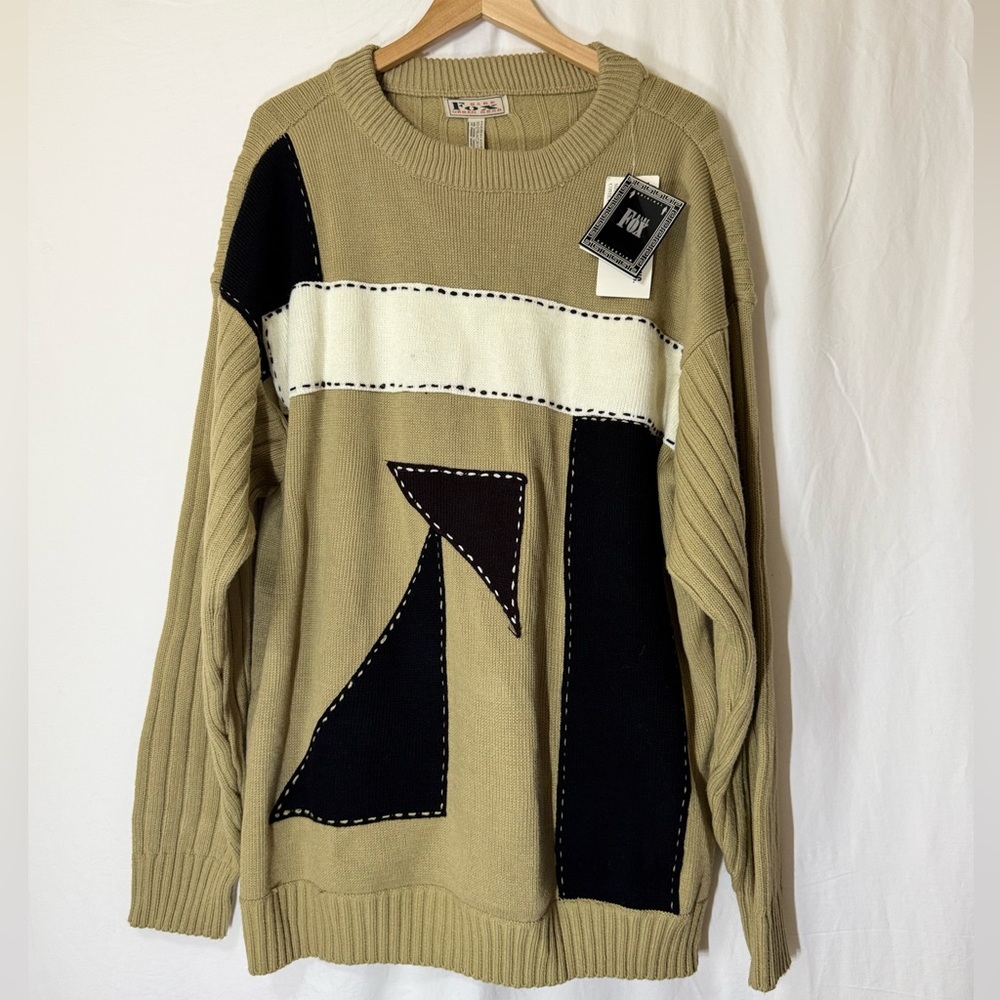 Men's Crewneck Sweater - Black and Tan